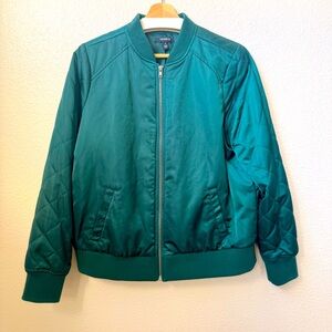 Torrid Emerald Green Quilted Satin Bomber Jacket - Plus Size 0 - EUC